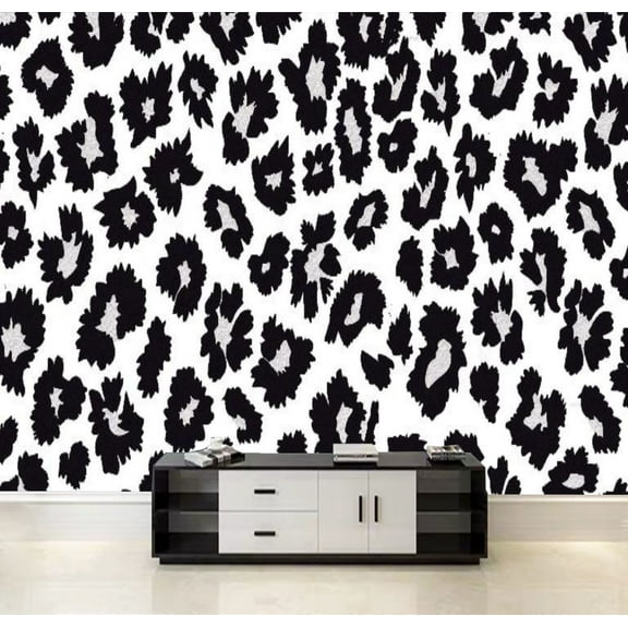 Peel and Stick Wallpaper Seamless leopard fur pattern Fashionable print Modern panther animal Canvas Texture Removable Wall Murals Large Wall Stickers for Living Room Bedroom Home Decoration