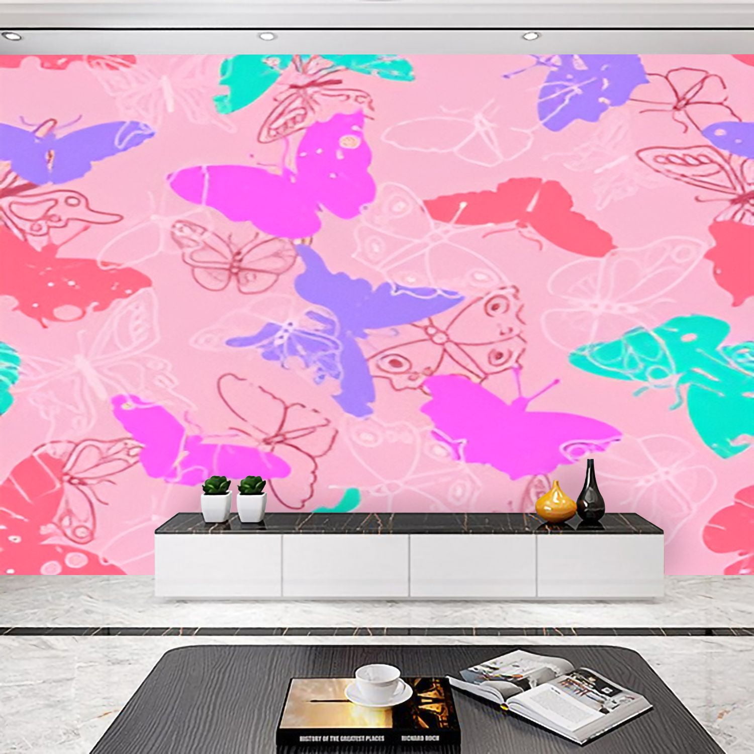 Peel and Stick Wallpaper Seamless pastel pattern butterflies Paints ...