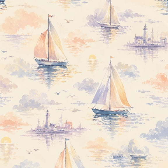 Peel and Stick Wallpaper Seascape Ocean Sea Beach Pictures Sailboats Sunset Calm Wall Mural 17.7in x 9.8ft Self Adhesive Removable Wall Paper Renter Friendly Wallpaper for Nursery Bedroom Cabinets