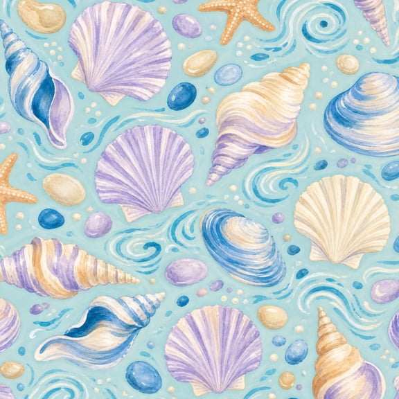 Peel and Stick Wallpaper Seashell Starfish Light Blue Watercolor Style 17.7in x 118in Contact Paper Removable Self Adhesive Wall Mural Wall Decor for Bedroom Kitchen Cabinets