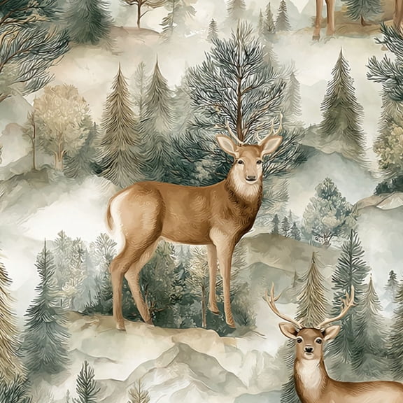 Peel and Stick Wallpaper Serene Forest Landscape Deer Green Tones Hunting Wildlife Wall Mural 23.6in x 9.8ft Self Adhesive Removable Wall Paper Renter Friendly Wallpaper for Nursery Bedroom Cabinets