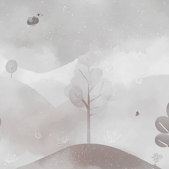 Peel and Stick Wallpaper Serene Winter Landscape Snowflakes Minimalist Trees Wall Mural 17.7in x 9.8ft Self Adhesive Removable Wall Paper Renter Friendly Wallpaper for Bedroom Livingroom