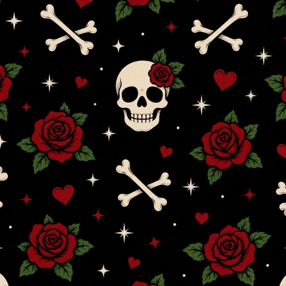 Peel and Stick Wallpaper Skull Rose Hearts Gothic vintage ornate floral elements 17.7"x118" Contact Paper Removable Self Adhesive Waterproof Wall Decor for Bedroom Kitchen Cabinets