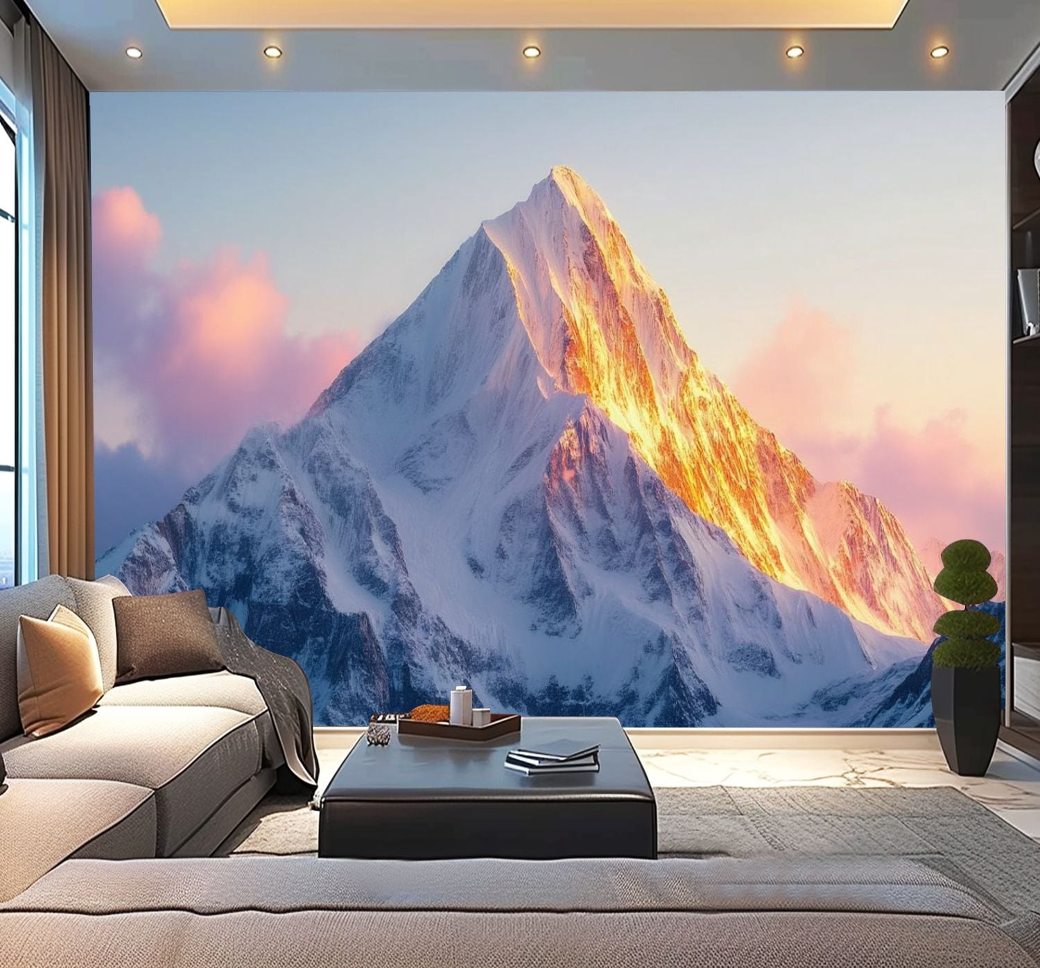Peel and Stick Wallpaper Snow Mountain Nature Scenery Mountains Photo Snow covered Mountains Modern Art Wall Mural Decor Self Adhesive and Removable 100in x 144in