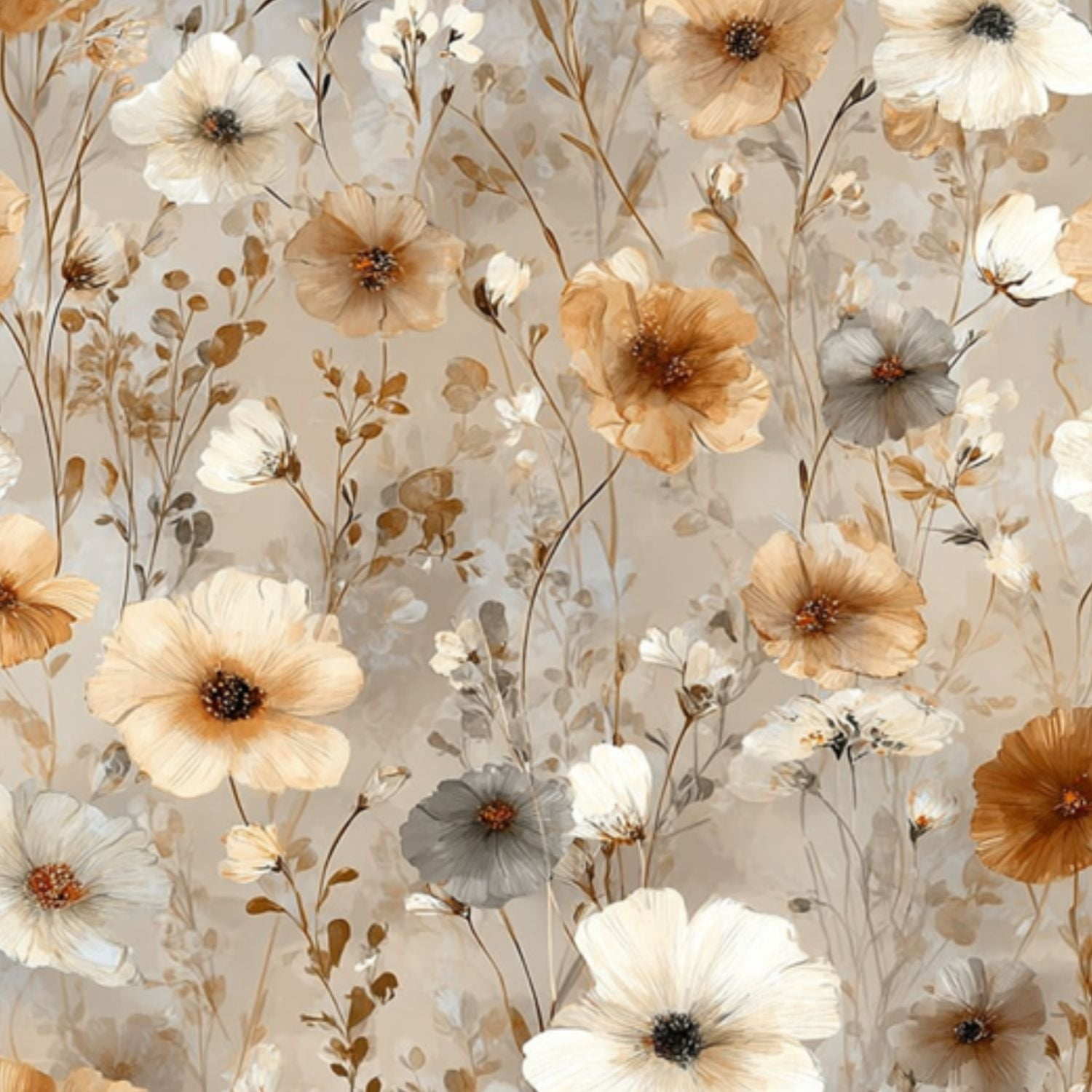 Peel and Stick Wallpaper Soft Floral Beige White Gray Flowers Light Wall Mural 17.7in x 9.8ft Self Adhesive Removable Wall Paper Renter Friendly Wallpaper for Nursery Bedroom Cabinets
