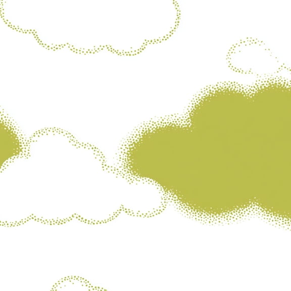 Peel and Stick Wallpaper Soft Green Clouds Dotted White Wall Mural 23.6in x 9.8ft Self Adhesive Removable Wall Paper Renter Friendly Wallpaper for Kids Bedroom Livingroom