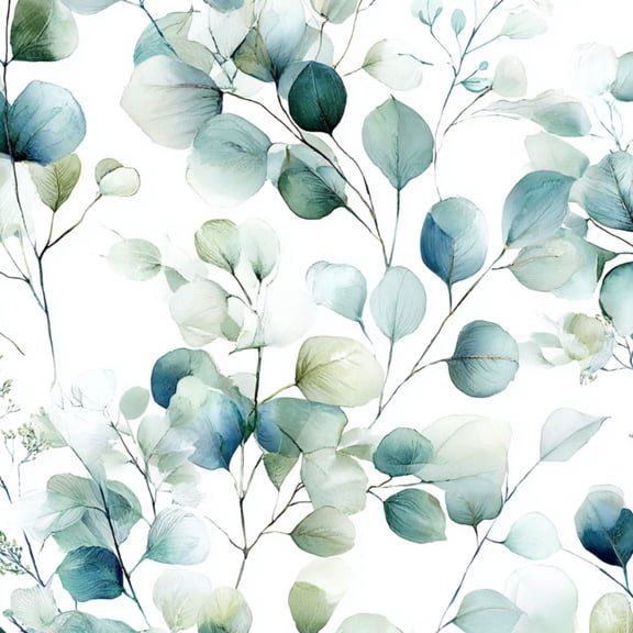 Peel and Stick Wallpaper Soft Watercolor Eucalyptus Leaves Light Green Blue Hues Wall Mural 17.7in x 9.8ft Self Adhesive Removable Wall Paper Renter Friendly Wallpaper for Nursery Bedroom Cabinets