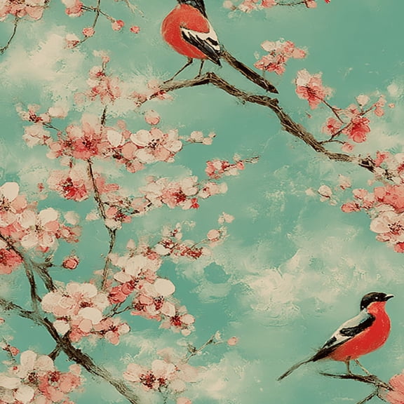 Peel and Stick Wallpaper Spring Blossom Birds Perched Cherry Blossom Branches Wall Mural 23.6in x 9.8ft Self Adhesive Removable Wall Paper Renter Friendly Wallpaper for Bedroom Livingroom