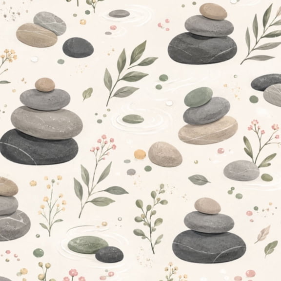 Peel and Stick Wallpaper Stacked Stones Tranquil Stream Blossoming Plant Zen Wall Mural 17.7in x 9.8ft Self Adhesive Removable Wall Paper Renter Friendly Wallpaper for Nursery Bedroom Cabinets