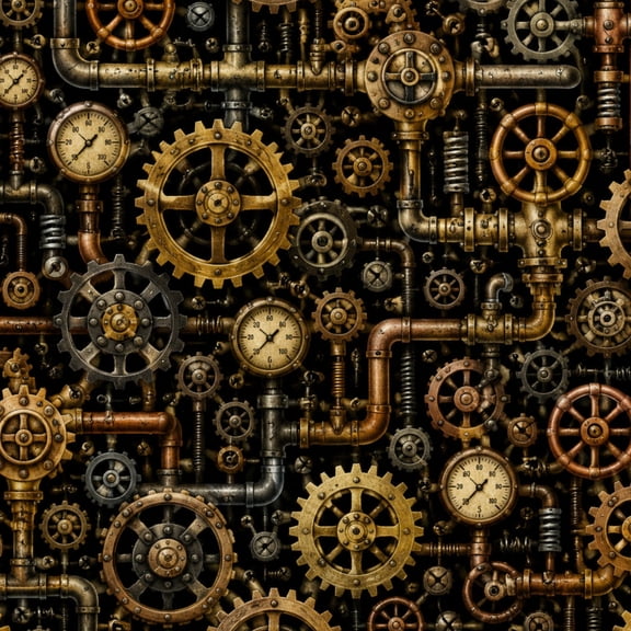 Peel and Stick Wallpaper Steampunk Mechanical Gears Pipes Bronze Metallic Wall Mural 23.6in x 9.8ft Self Adhesive Removable Wall Paper Renter Friendly Wallpaper for Nursery Bedroom Cabinets