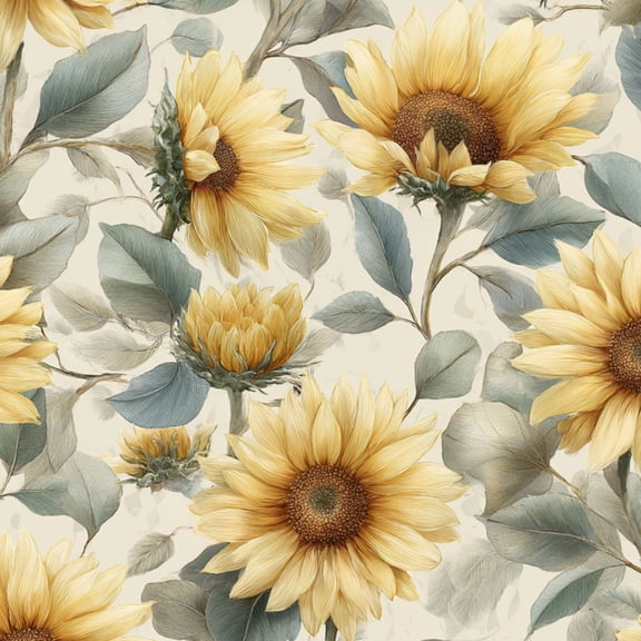 Peel and Stick Wallpaper Sunflower Floral Soft Yellow Blooms Muted Green Leaves Vintage 17.7in x 118in Contact Paper Removable Self Adhesive Wall Mural Wall Decor for Bedroom Kitchen Cabinets