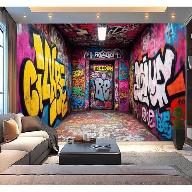 Peel and Stick Wallpaper Street Graffiti Mural 3D Street Doodle Wall ...