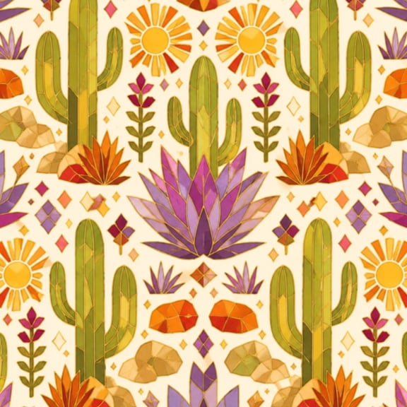 Peel and Stick Wallpaper Sunlit Western Desert Stained Glass Fiery Colors Saguaro Wall Mural 17.7in x 9.8ft Self Adhesive Removable Wall Paper Renter Friendly Wallpaper for Nursery Bedroom Cabinets