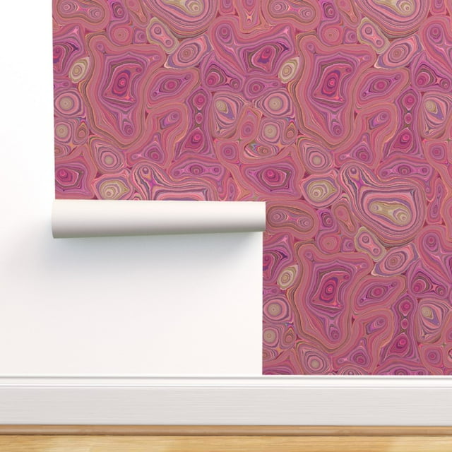 Peel & Stick Wallpaper Swatch - Pink Crystal Geode Gemstone Mineral