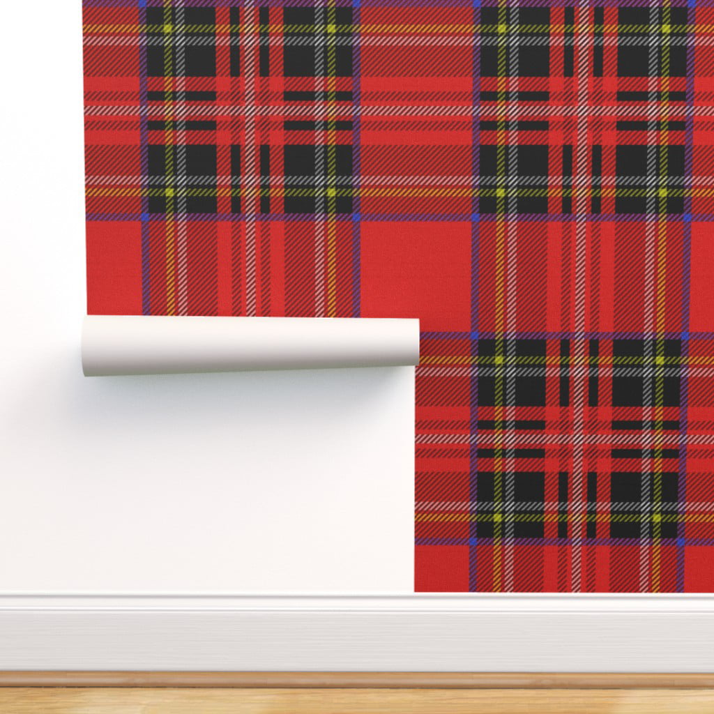 Custom Red & Gray Plaid Wallpaper & Surface Covering