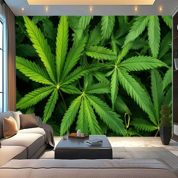 Peel and Stick Wallpaper Texture Leaf Pile Vintage Style Leaves Green Tones Textured Patterns Modern Art Wall Mural Decor Self Adhesive and Removable 100in x 144in