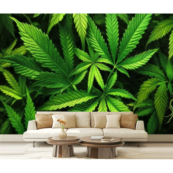 Peel and Stick Wallpaper Texture Leaf Pile Vintage Style Leaves Green Tones Textured Patterns Modern Art Wall Mural Decor Self Adhesive and Removable 69in x 98in