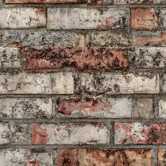 Peel and Stick Wallpaper Textured Aged Brick Wall Muted Reds Browns Greys Wall Mural 17.7in x 9.8ft Self Adhesive Removable Wall Paper Renter Friendly Wallpaper for Bedroom Cabinets