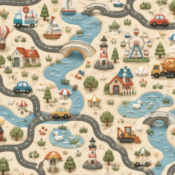 Peel and Stick Wallpaper Toy Map Roads Cars Trucks Vehicles Buildings Nature 17.7in x 118in Contact Paper Removable Self Adhesive Wall Mural Wall Decor for Bedroom Kitchen Cabinets
