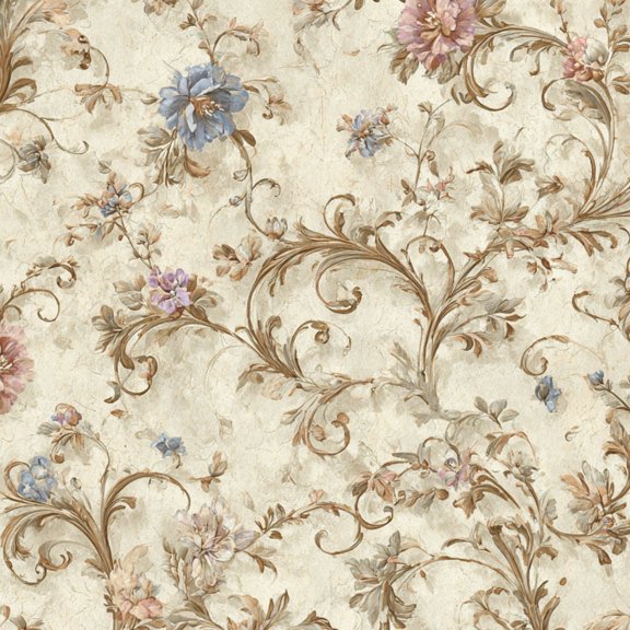 Peel and Stick Wallpaper Tranquil Antique Floral Print Muted Warm Spring Decor Wall Mural 17.7in x 9.8ft Self Adhesive Removable Wall Paper Renter Friendly Wallpaper for Nursery Bedroom Cabinets