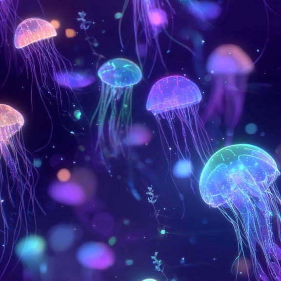 Peel and Stick Wallpaper Tranquil Ocean Softly Lit Jellyfish Coral Wall Mural 17.7in x 9.8ft Self Adhesive Removable Wall Paper Renter Friendly Wallpaper for Nursery Bedroom Cabinets