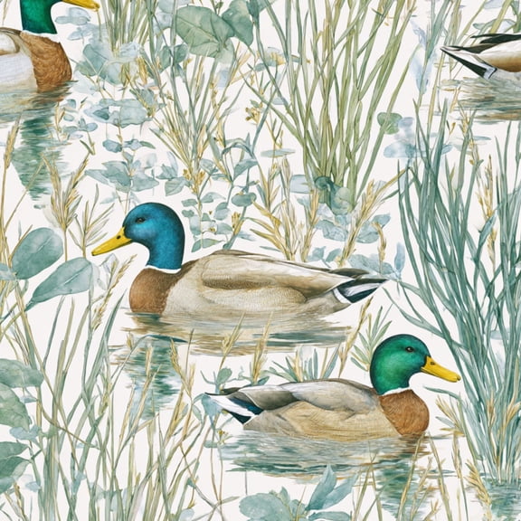 Peel and Stick Wallpaper Tranquil Wetland Mallard Duck Design Gentle Watercolor Style Wall Mural 23.6in x 9.8ft Self Adhesive Removable Wall Paper Renter Friendly Wallpaper for Farmhouse Bedroom