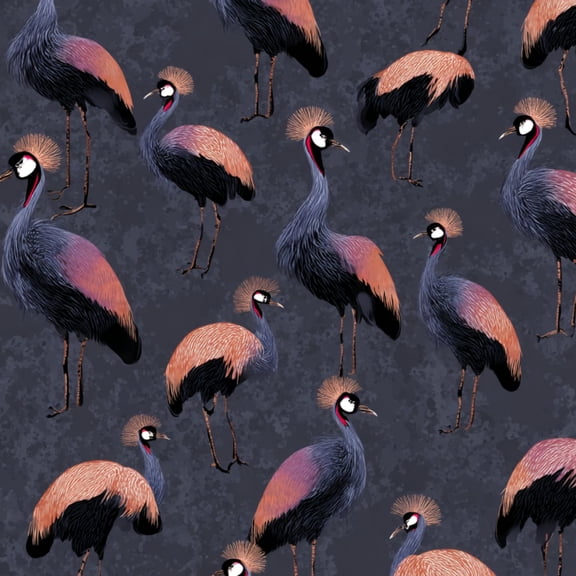 Peel and Stick Wallpaper Tropical Black Crowned Crane Coral Black Wall Mural 23.6in x 9.8ft Self Adhesive Removable Wall Paper Renter Friendly Wallpaper for Nursery Bedroom Cabinets