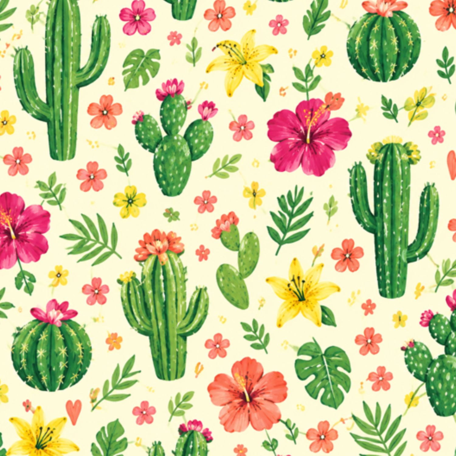Bee Decorative Paper Peel and Stick Wallpaper Tropical Cactus Garden Colorful Flowers ...