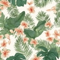 thumbnail image 1 of Peel and Stick Wallpaper Tropical Floral Hibiscus Palm Leaves Wall Mural 23.6in x 9.8ft Self Adhesive Removable Wall Paper Renter Friendly Wallpaper for Nursery Bedroom Cabinets, 1 of 8