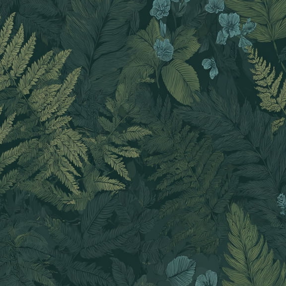 Peel and Stick Wallpaper Tropical Green Botanical Leaves Ferns Small Floral Wall Mural 17.7in x 9.8ft Self Adhesive Removable Wall Paper Renter Friendly Wallpaper for Nursery Bedroom Cabinets