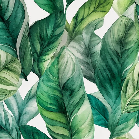Peel and Stick Wallpaper Tropical Green Leaf Watercolor Botanical Jungle Foliage Wall Mural 17.7in x 9.8ft Self Adhesive Removable Wall Paper Renter Friendly Wallpaper for Nursery Bedroom Cabinets