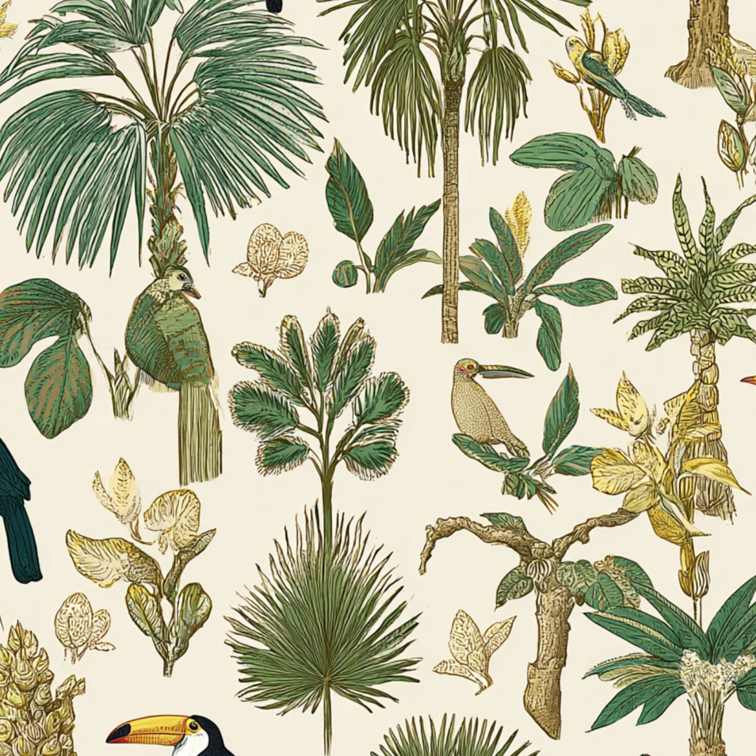 Peel and Stick Wallpaper Tropical Jungle Palm Trees Foliage Wall Mural ...