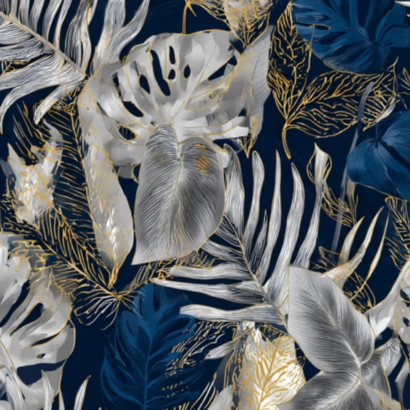 Peel and Stick Wallpaper Watercolor Tropical Floral Green Leaves Peach ...