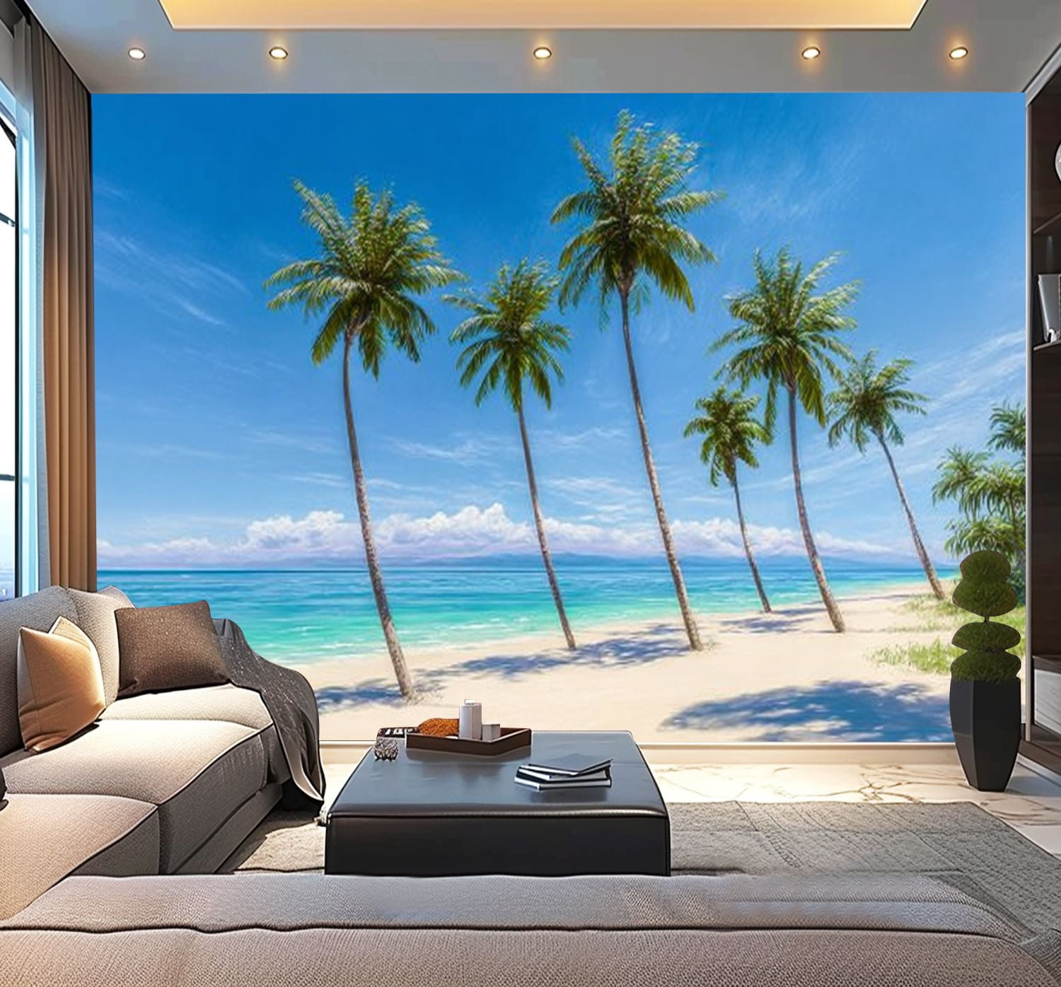 Peel and Stick Wallpaper Tropical Palm Sand Beach Palm Trees Beach ...