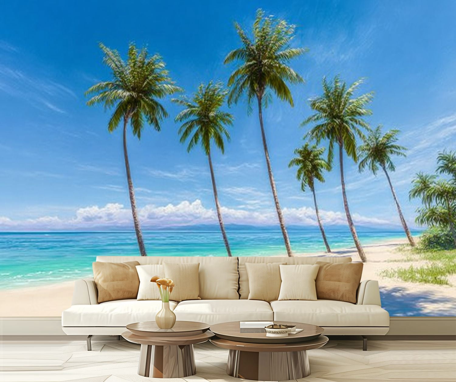 Peel and Stick Wallpaper Tropical Palm Sand Beach Palm Trees Beach ...
