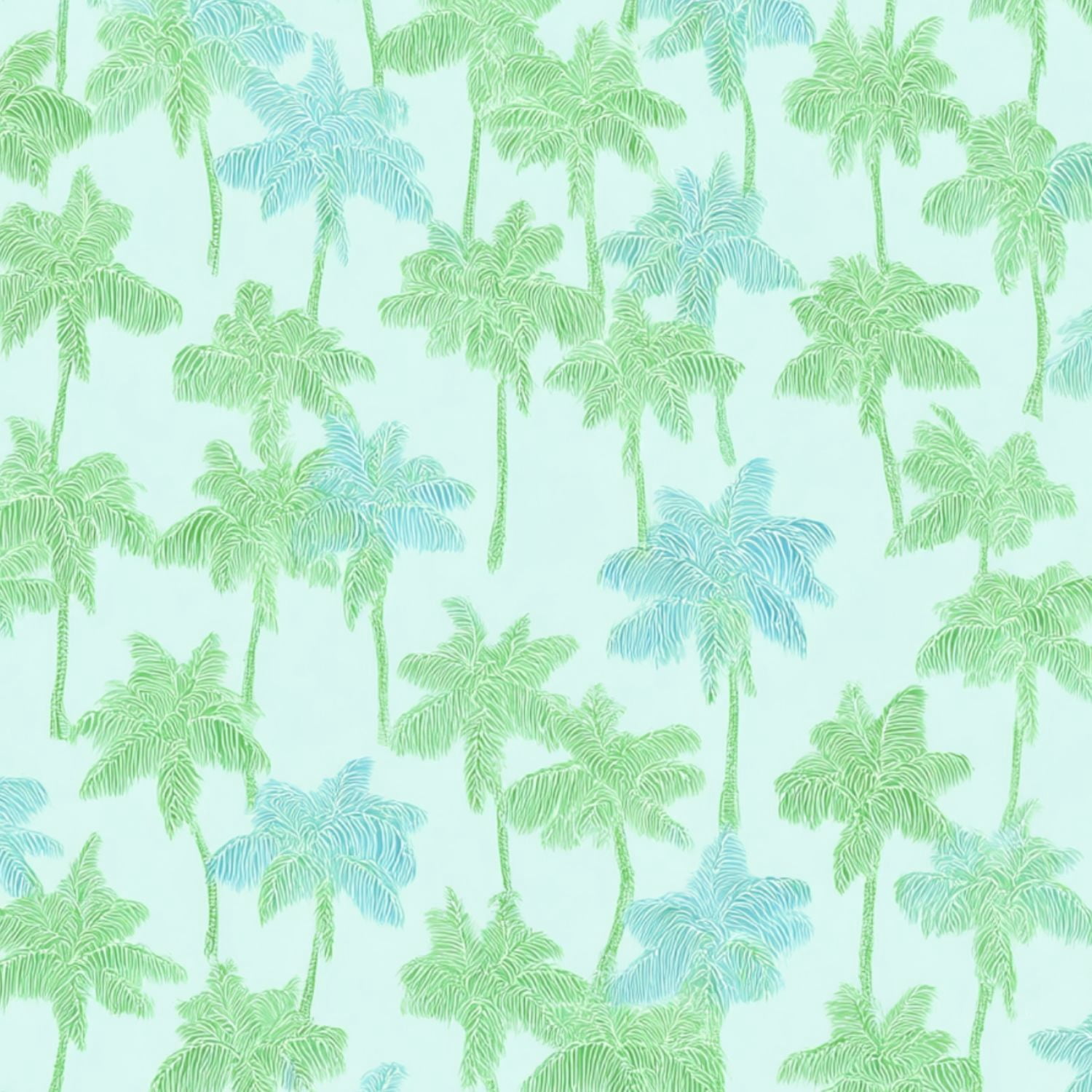 Peel and Stick Wallpaper Tropical Palm Tree Green Blue Light Wall Mural 17.7in x 9.8ft Self Adhesive Removable Wall Paper Renter Friendly Wallpaper for Nursery Bedroom Cabinets