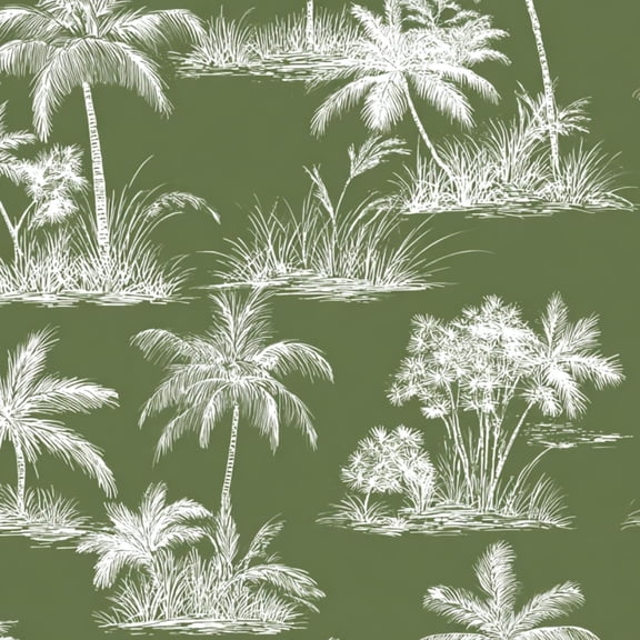 Peel and Stick Wallpaper Tropical Palm Tree Greenery Sketch Olive Wall Mural 17.7in x 9.8ft Self Adhesive Removable Wall Paper Renter Friendly Wallpaper for Nursery Bedroom Cabinets