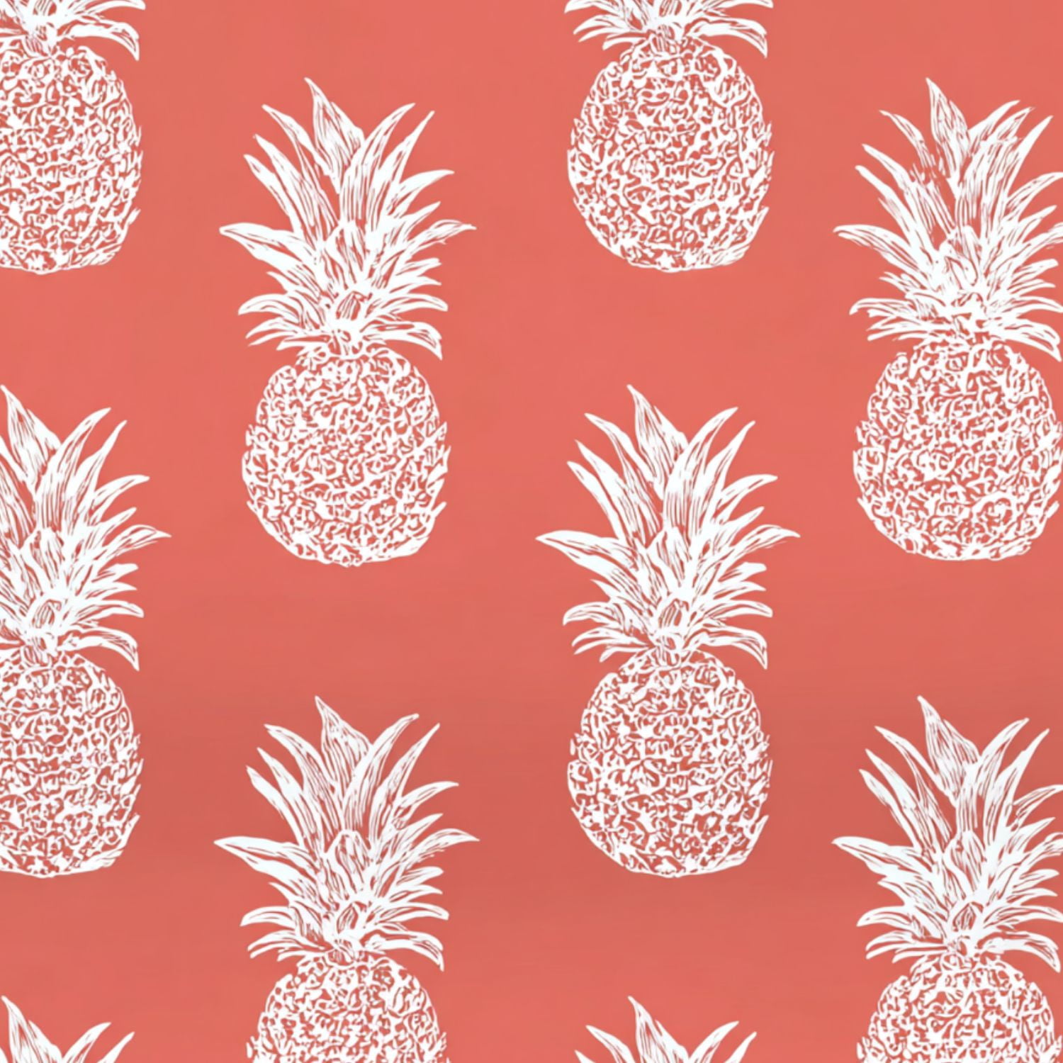 Peel and Stick Wallpaper Tropical Pineapple Coral Hand Drawn Style Wall Mural 23.6in x 9.8ft Self Adhesive Removable Wall Paper Renter Friendly Wallpaper for Nursery Bedroom Cabinets