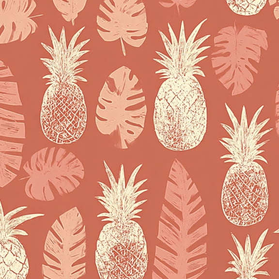 Peel and Stick Wallpaper Tropical Pineapple Leaf Coral Wall Mural 23.6in x 9.8ft Self Adhesive Removable Wall Paper Renter Friendly Wallpaper for Nursery Bedroom Cabinets