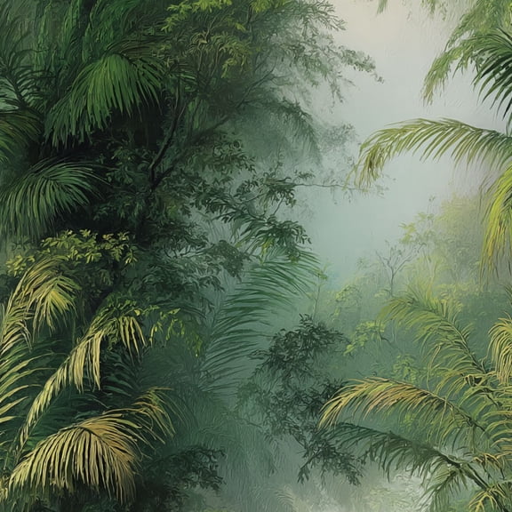 Peel and Stick Wallpaper Tropical Rainforest Dense Greenery Misty Atmosphere Wall Mural 23.6in x 9.8ft Self Adhesive Removable Wall Paper Renter Friendly Wallpaper for Nursery Bedroom Cabinets