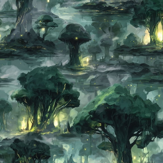 Peel and Stick Wallpaper Twilight Forest Glowing Mushrooms Wall Mural 17.7in x 9.8ft Self Adhesive Removable Wall Paper Renter Friendly Wallpaper for Nursery Bedroom Cabinets