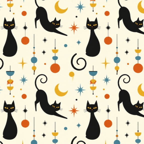 Peel and Stick Wallpaper Twin Black Cats Bright Yellow Eyes Retro Style Landscape Wall Mural 17.7in x 9.8ft Self Adhesive Removable Wall Paper Renter Friendly Wallpaper for Bedroom