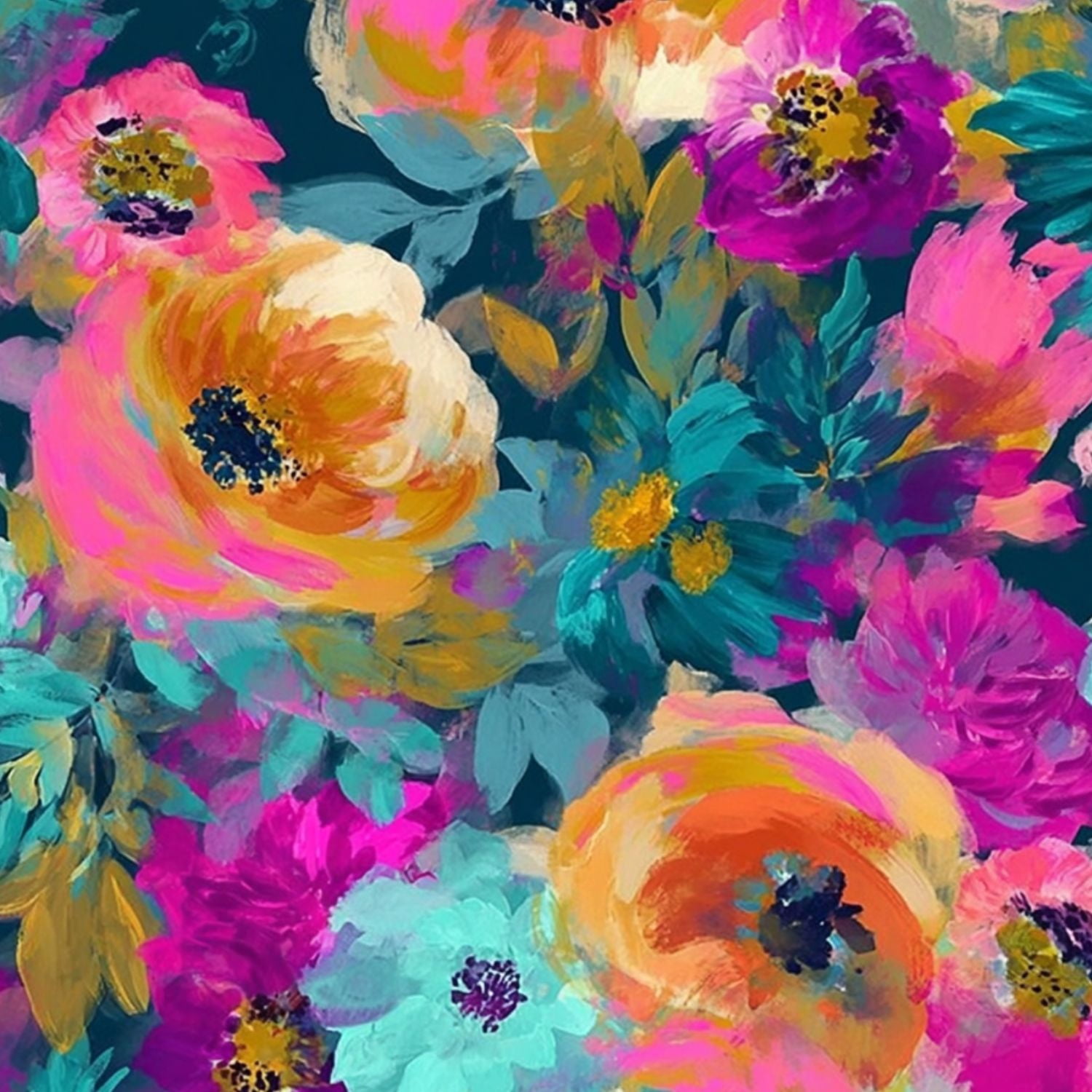 Peel and Stick Wallpaper Vibrant Floral Bouquet Bold Pink Purple Orange Flowers Wall Mural 23.6in x 9.8ft Self Adhesive Removable Wall Paper Renter Friendly Wallpaper for Nursery Bedroom Cabinets