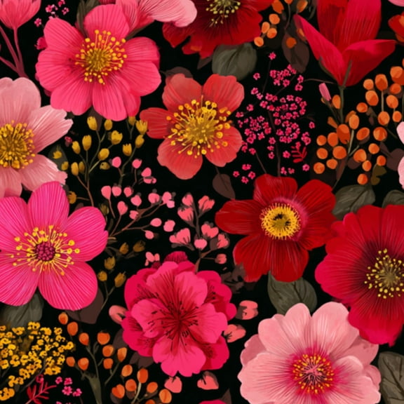 Peel and Stick Wallpaper Vibrant Floral Pink Red Blooms Dark 17.7in x 118in Contact Paper Removable Self Adhesive Wall Mural Wall Decor for Bedroom Kitchen Cabinets