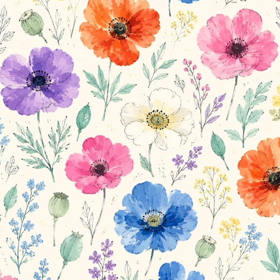 Peel and Stick Wallpaper Vibrant Flower Watercolor Bright Colors Wall Mural 17.7in x 9.8ft Self Adhesive Removable Wall Paper Renter Friendly Wallpaper for Nursery Bedroom Cabinets