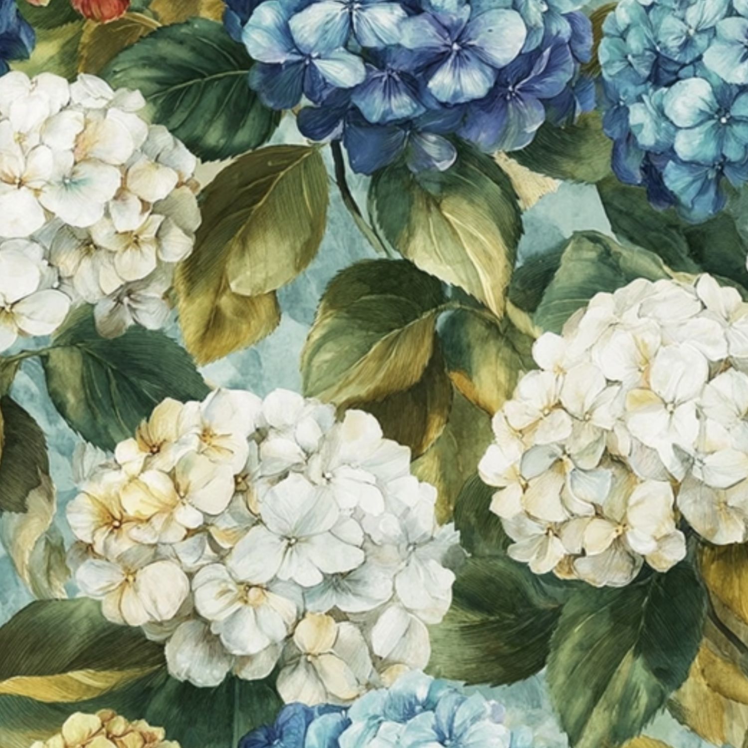 Peel and Stick Wallpaper Vibrant Hydrangea Floral Blue White Yellow Blooms Wall Mural 23.6in x 9.8ft Self Adhesive Removable Wall Paper Renter Friendly Wallpaper for Nursery Bedroom Cabinets