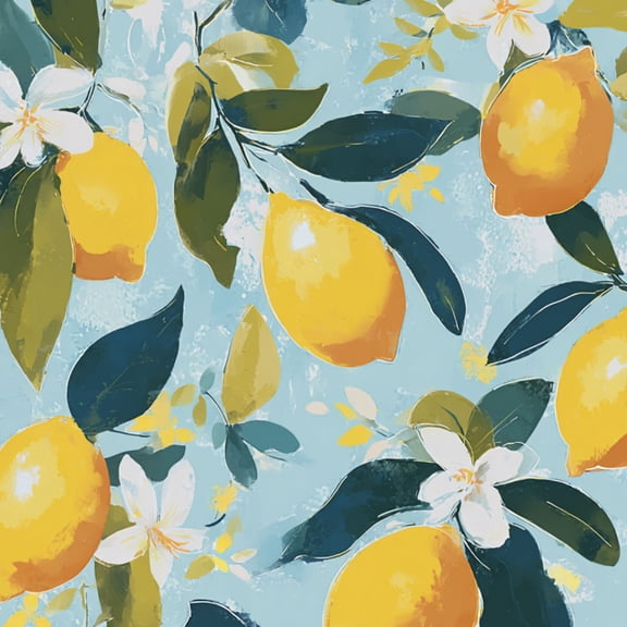 Peel and Stick Wallpaper Vibrant Lemon Blossom Blue Wall Mural 23.6in x 9.8ft Self Adhesive Removable Wall Paper Renter Friendly Wallpaper for Bedroom