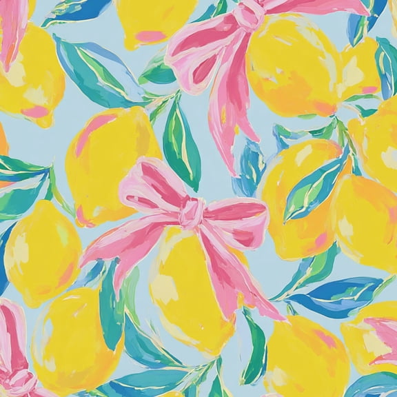 Peel and Stick Wallpaper Vibrant Lemon Pink Ribbons Blue Wall Mural 17.7in x 9.8ft Self Adhesive Removable Wall Paper Renter Friendly Wallpaper for Bedroom