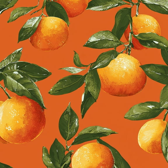 Peel and Stick Wallpaper Vibrant Orange Fruit Green Leaves Bold Oranges Wall Mural 23.6in x 9.8ft Self Adhesive Removable Wall Paper Renter Friendly Wallpaper for Bedroom Kitchen Bathroom