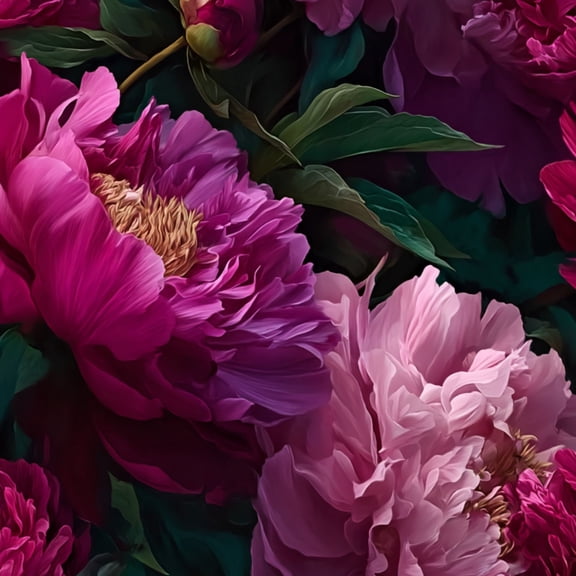 Peel and Stick Wallpaper Vibrant Peonies Bloom Rich Pink Purple Tones Wall Mural 17.7in x 9.8ft Self Adhesive Removable Wall Paper Renter Friendly Wallpaper for Nursery Bedroom Cabinets